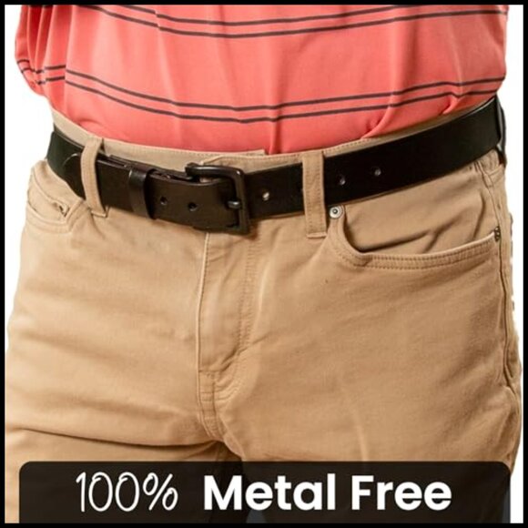 Genuine Italian Leather Belt, Vegetable Tanned, TSA Friendly No Metal
